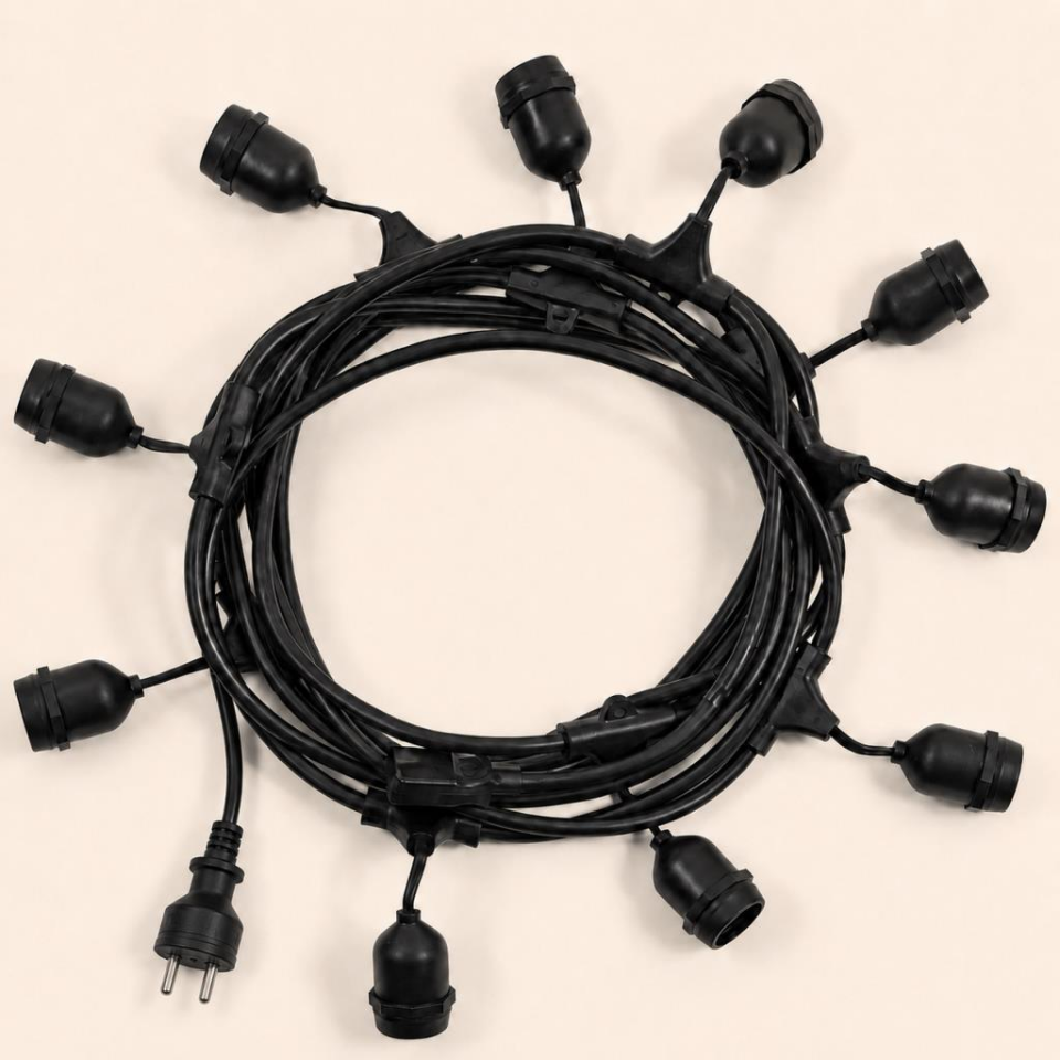 CT-7070 10 Metre 20 Duy E27 Dekoratif Sarmaşık Bahçe ve Teras Aydınlatma Kablosu IP64 (Ampul Hariç)