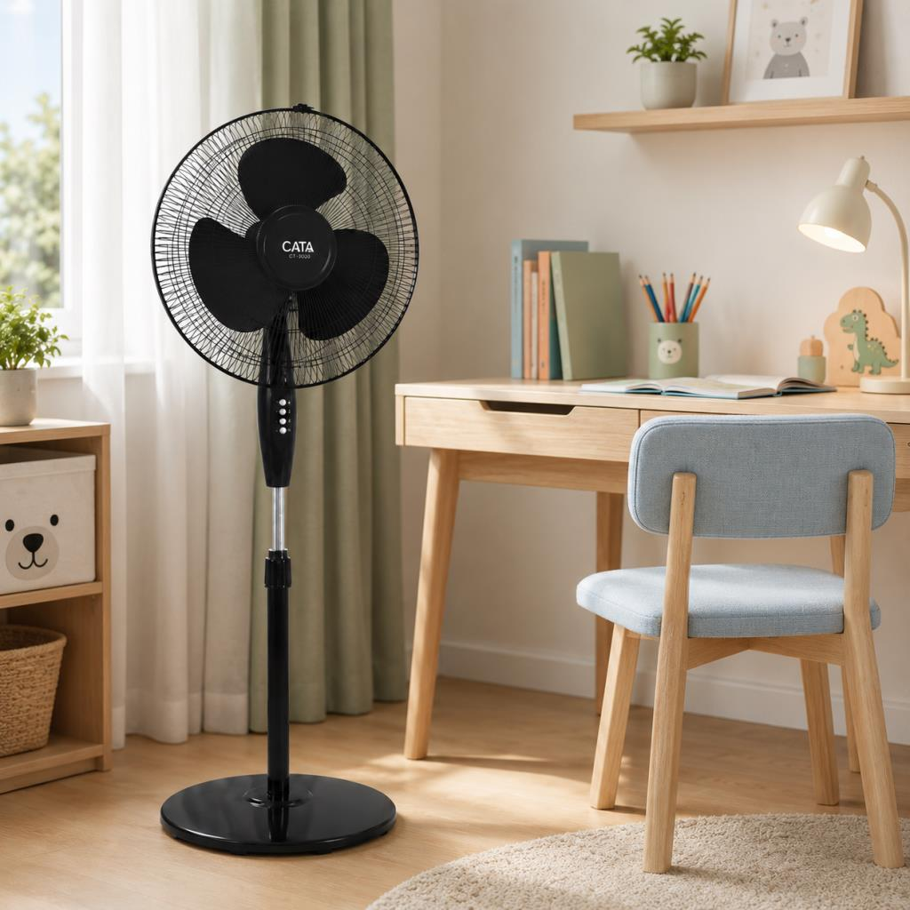 Cata CT-3020 Akçay 38W 16 Inch Ayaklı Vantilatör Siyah 3 Kanatlı Ev Ofis Tipi Serinletici Fan