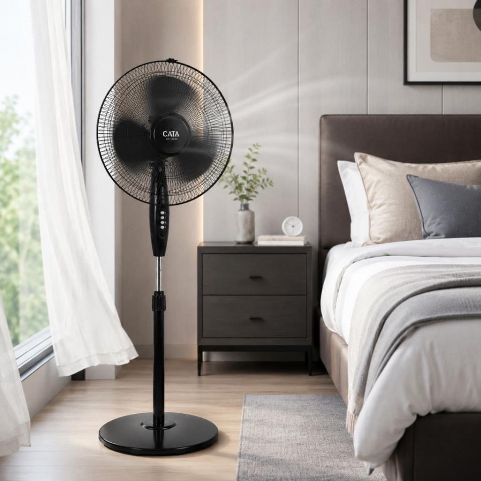 Cata CT-3020 Akçay 38W 16 Inch Ayaklı Vantilatör Siyah 3 Kanatlı Ev Ofis Tipi Serinletici Fan