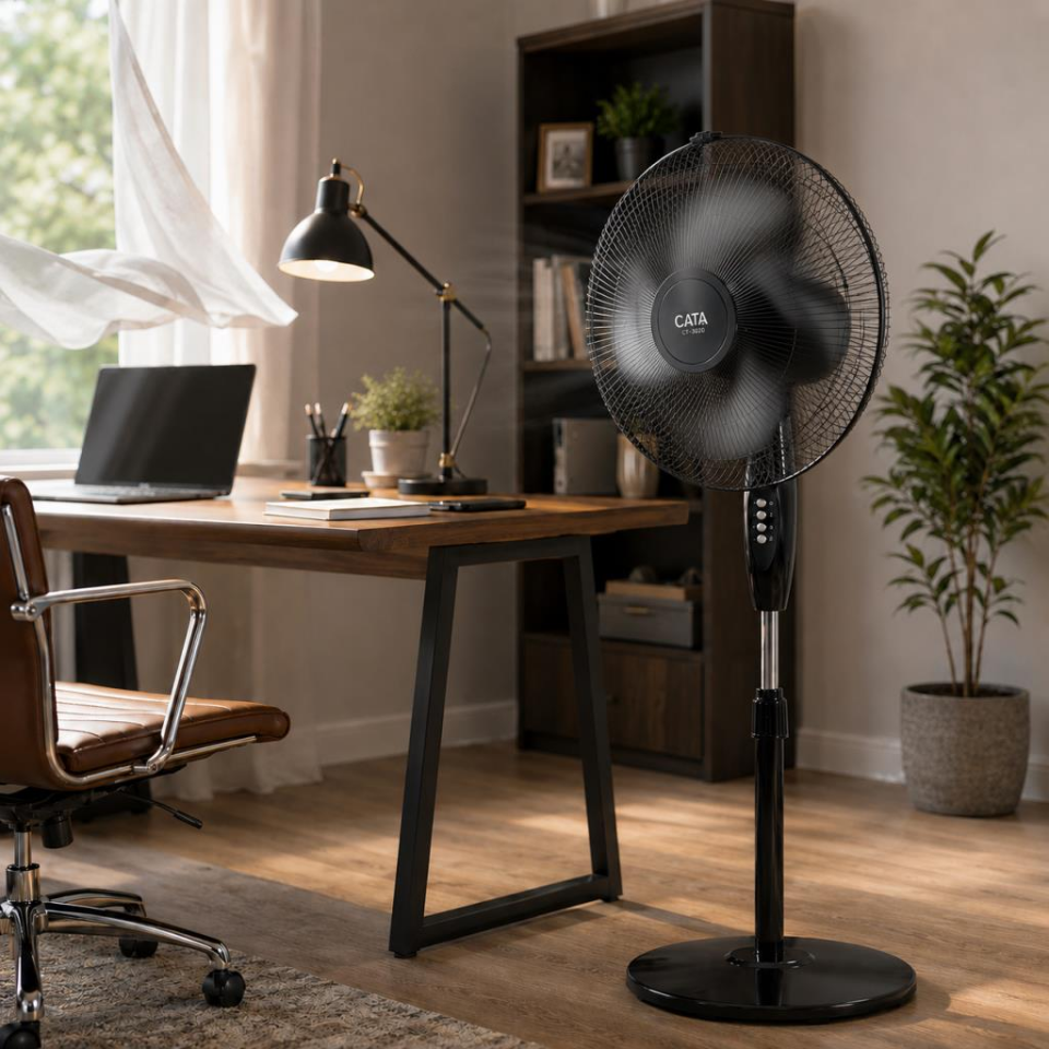 Cata CT-3020 Akçay 38W 16 Inch Ayaklı Vantilatör Siyah 3 Kanatlı Ev Ofis Tipi Serinletici Fan