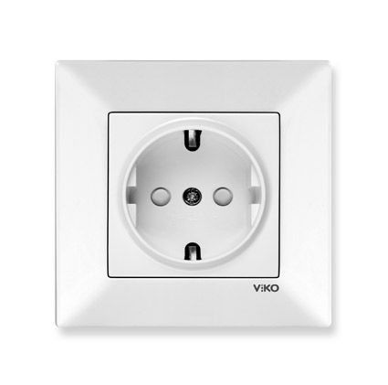 Viko Meridian Beyaz Çocuk Korumalı Topraklı Priz Çerçeve Dahil
