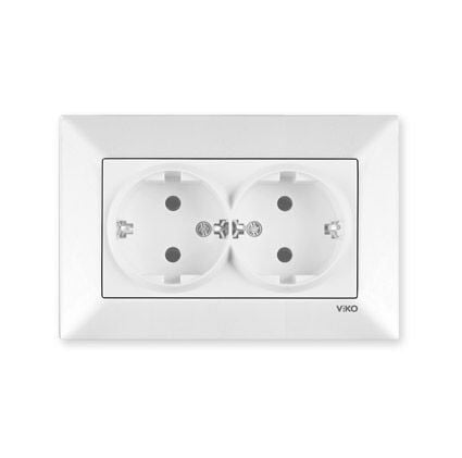 Viko Meridian Beyaz İkili Topraklı Priz Çerçeve Dahil
