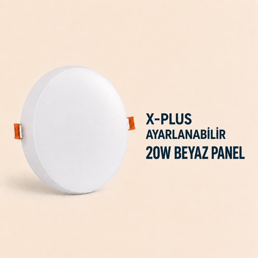 Cata CT-5661 X-Plus 20W LED Panel Beyaz Işık 6500K Ayarlanabilir Yaylı Yuvarlak Sıva Altı Spot