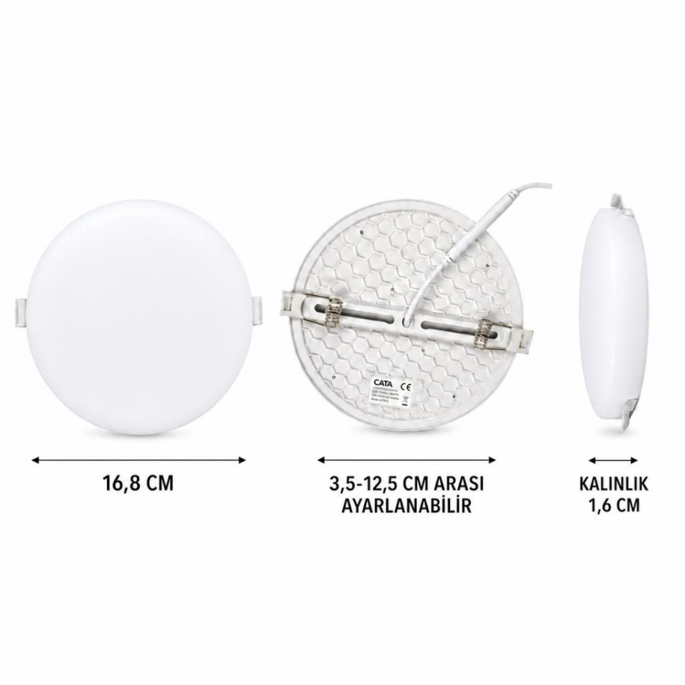 Cata CT-5662 X-Plus 25W LED Panel Günışığı 3200K Ayarlanabilir Yaylı Yuvarlak Sıva Altı Spot