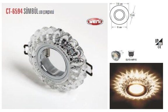 CATA Sümbül Led Çerçeveli Kristal Cam Spot Armatür CT-6594