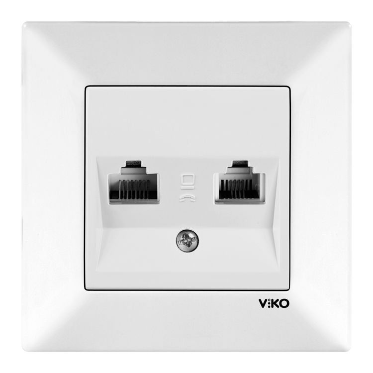 Viko Meridian Beyaz Data+Numeris Telefon Prizi Cat5-Rj11 Çerçeve Dahil