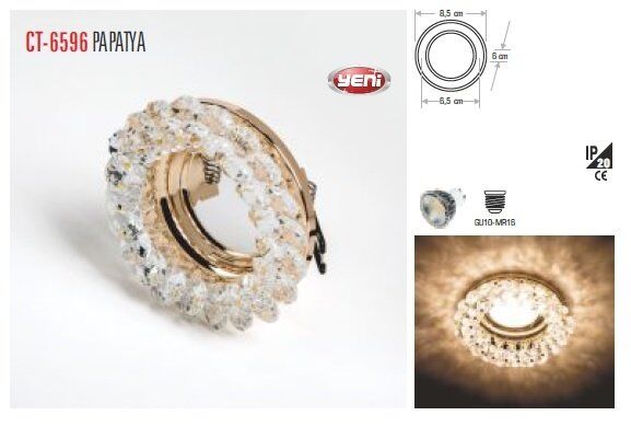 CATA Papatya Kristal Cam Spot Armatür CT-6596