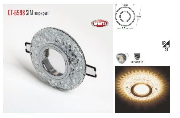CATA Sim Led Çerçeveli Kristal Cam Spot Armatür CT-6598