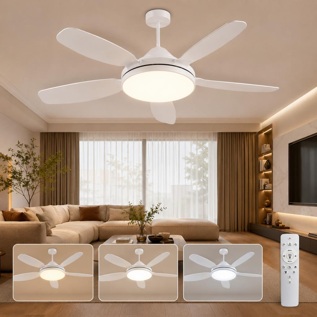 Cata CT-1157 Fırtına 122W Kumandalı LED Tavan Vantilatörü, 5 Kanatlı Fanlı Aydınlatma, 3 Renk Işık ve Dimlenebilir Özellikli
