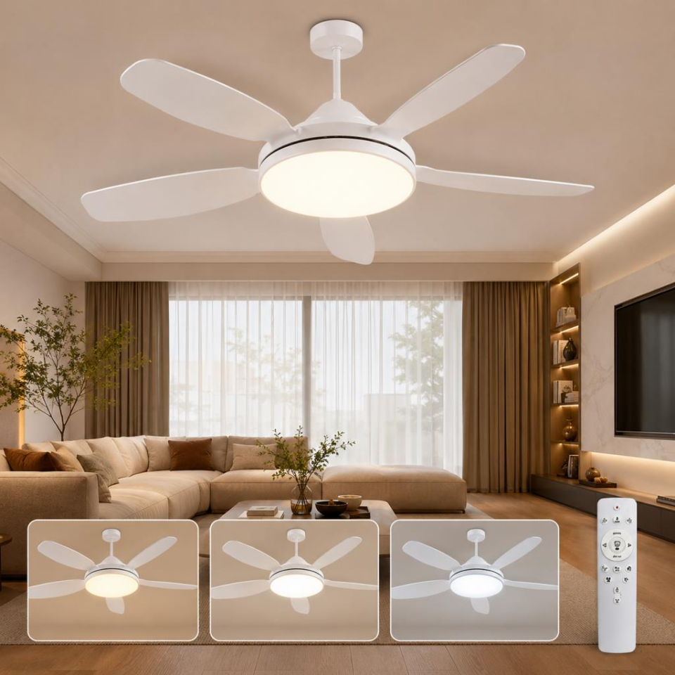 Cata CT-1157 Fırtına 122W Kumandalı LED Tavan Vantilatörü, 5 Kanatlı Fanlı Aydınlatma, 3 Renk Işık ve Dimlenebilir Özellikli