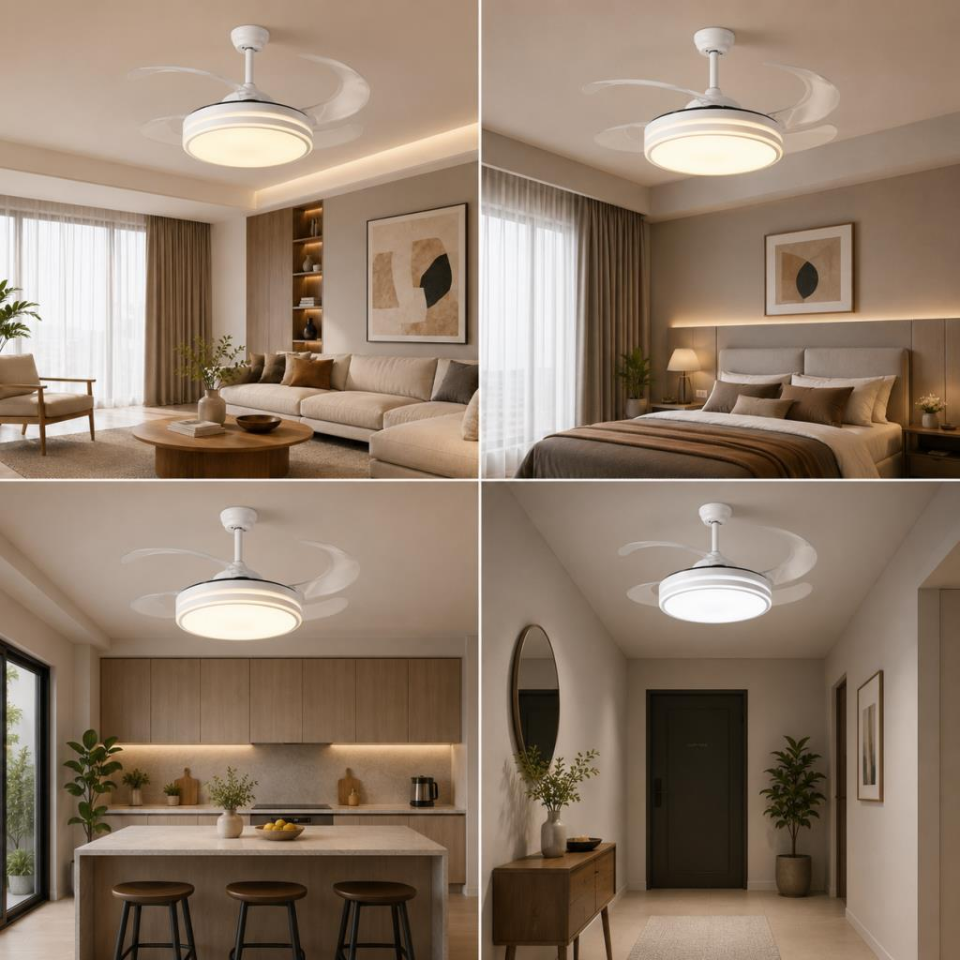Cata CT-3003 Hayalet Kanatlı LED Avizeli Tavan Vantilatörü, Kumandalı, 3 Renk Işık, Dim Özellikli