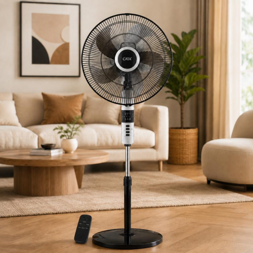 Cata CT-3022 Everest Kumandalı Ayaklı Vantilatör 70W 18 İnç 5 Alüminyum Kanatlı 3 Kademe Hız Ayarlı Siyah Vantilatör