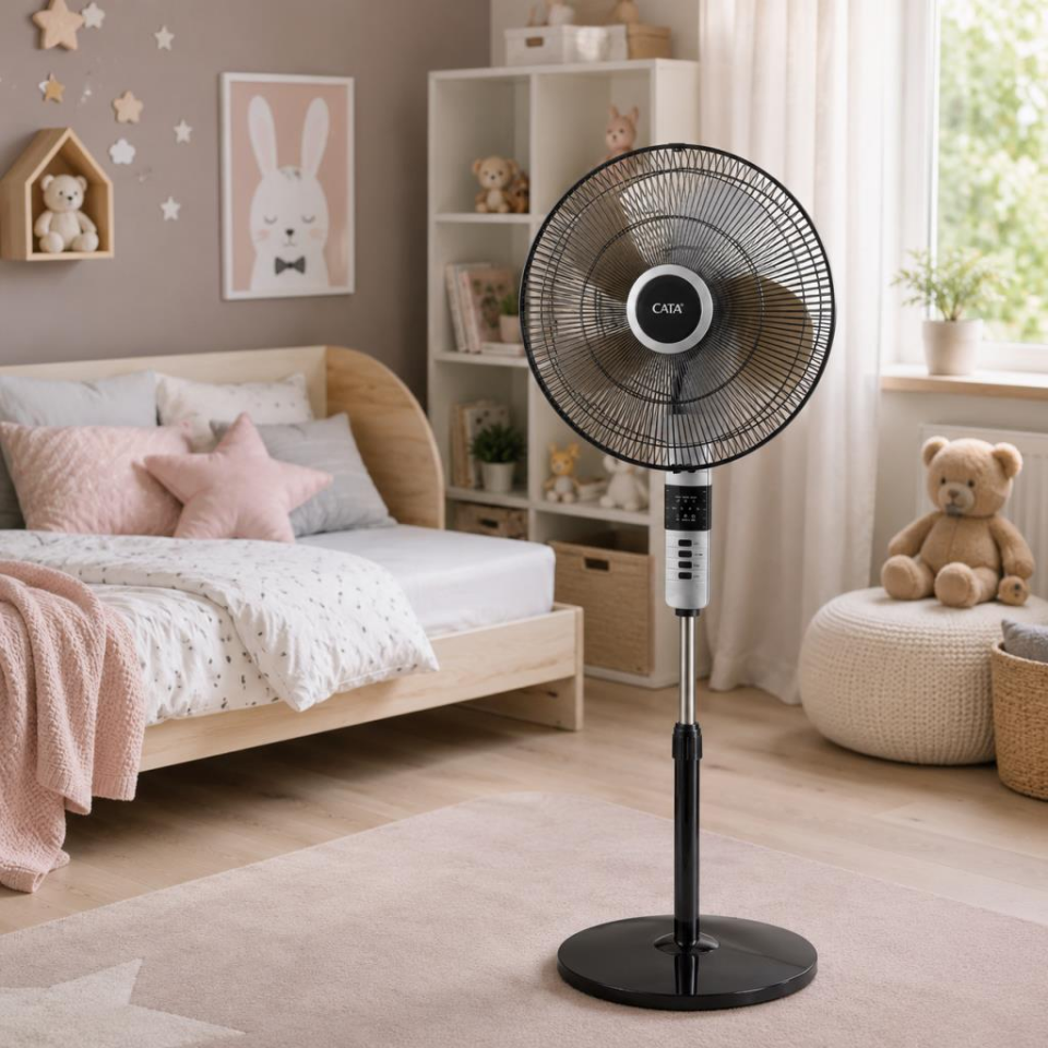Cata CT-3022 Everest Kumandalı Ayaklı Vantilatör 70W 18 İnç 5 Alüminyum Kanatlı 3 Kademe Hız Ayarlı Siyah Vantilatör