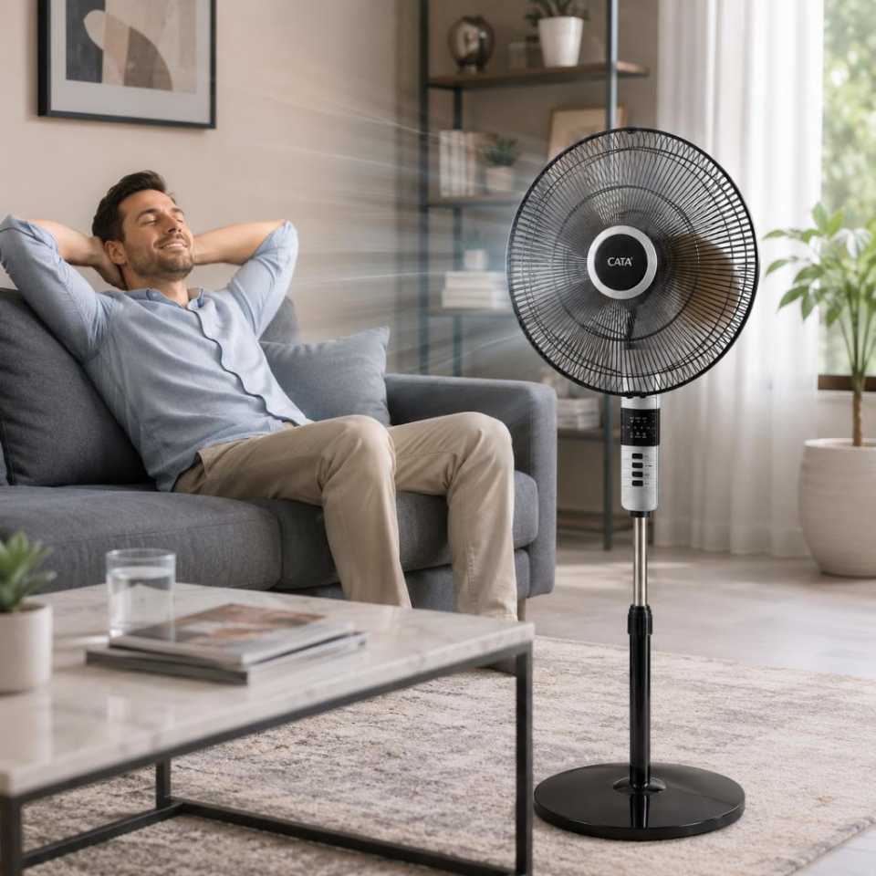 Cata CT-3022 Everest Kumandalı Ayaklı Vantilatör 70W 18 İnç 5 Alüminyum Kanatlı 3 Kademe Hız Ayarlı Siyah Vantilatör