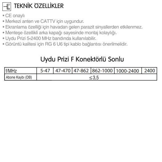 Viko Karre Beyaz Uydu Prizi F Konnektörlü Çerçeve Dahil