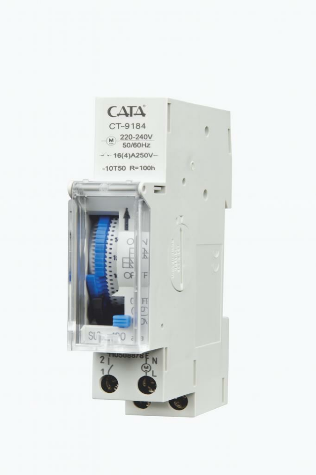 Cata CT-9184 Mekanik Zaman Saati - DIN Ray Tipi, 220V, 16A, Analog Zamanlayıcı
