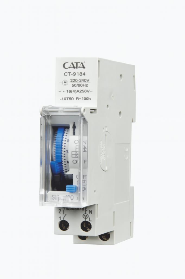 Cata CT-9184 Mekanik Zaman Saati - DIN Ray Tipi, 220V, 16A, Analog Zamanlayıcı
