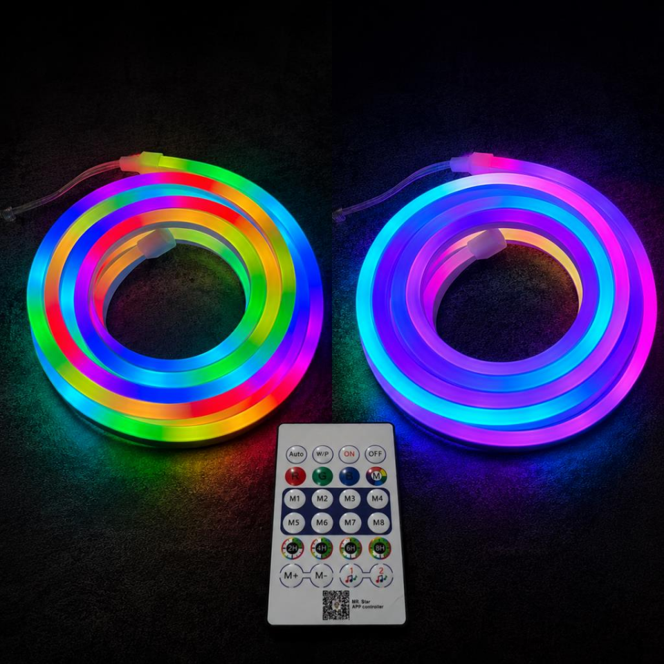 Akıllı Neon LED Şerit 5 Metre USB Kumandalı APP Kontrollü Dekoratif Aydınlatma