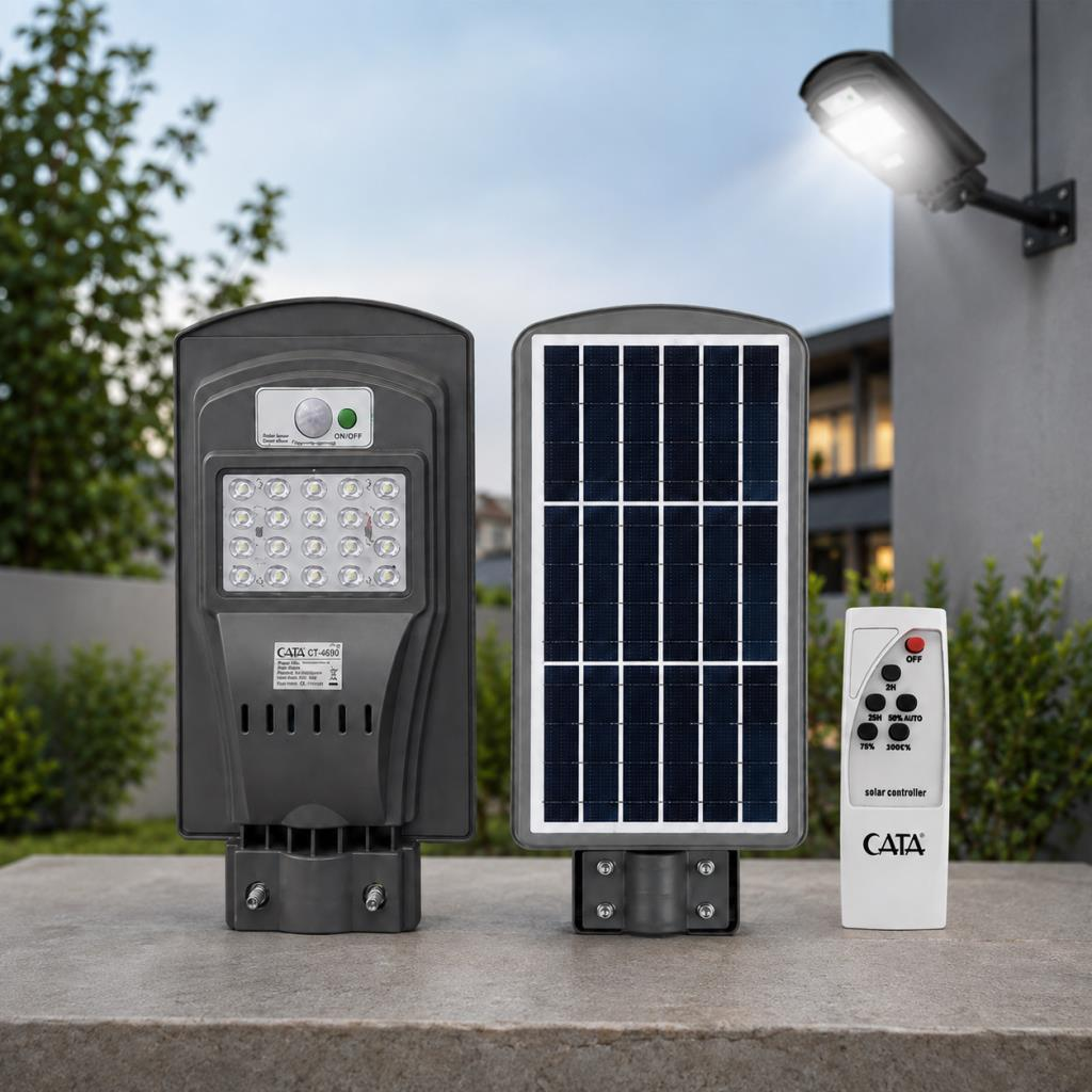 CATA CT-4690 60W İP65 GÜNEŞ ENERJİLİ SENSÖRLÜ VE KUMANDALI SOLAR SOKAK ARMATÜRÜ