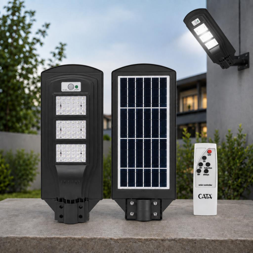CATA CT-4692 180W İP65 GÜNEŞ ENERJİLİ SENSÖRLÜ VE KUMANDALI SOLAR SOKAK ARMATÜRÜ