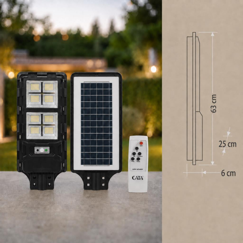 CATA CT-4641 250W İP65 GÜNEŞ ENERJİLİ SENSÖRLÜ VE KUMANDALI SOLAR SOKAK ARMATÜRÜ