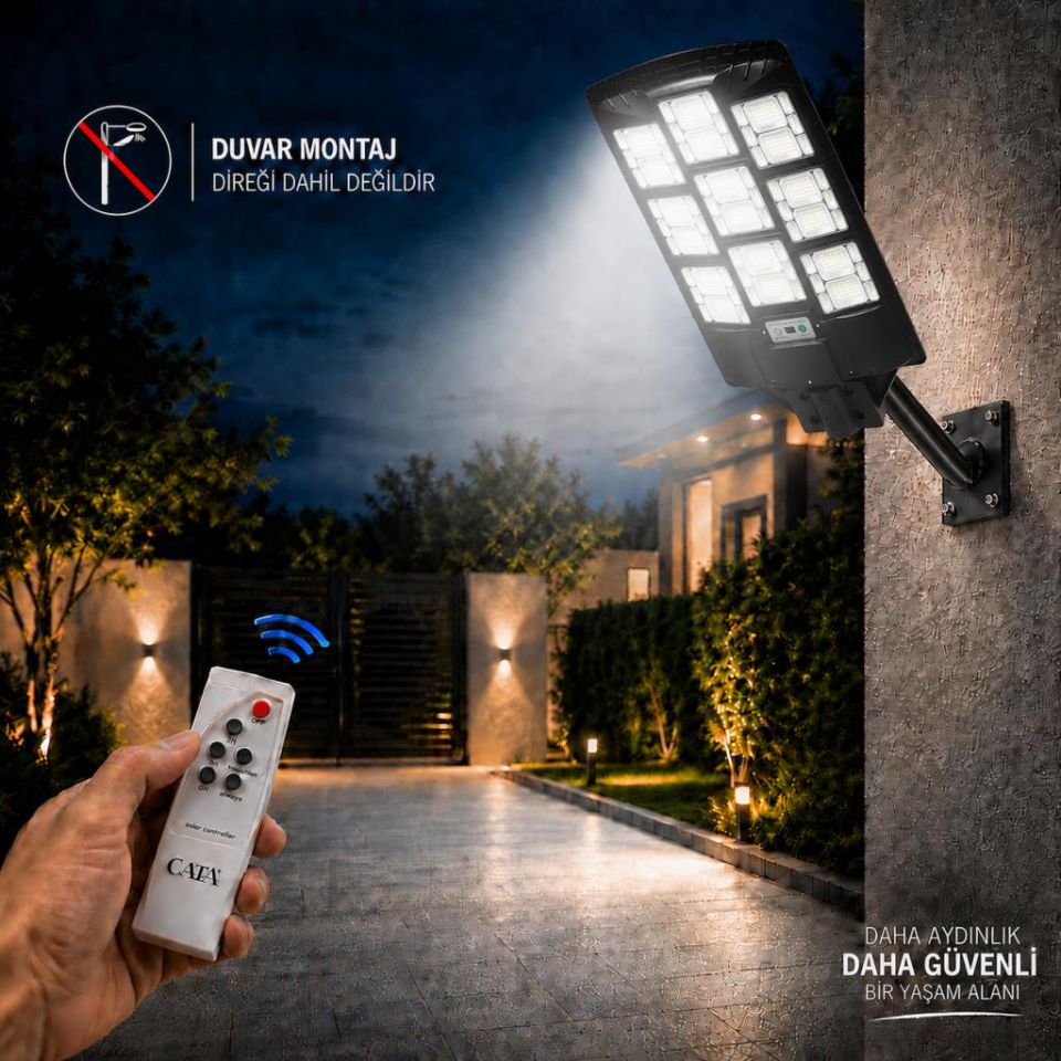CATA CT-4644 900W İP65 GÜNEŞ ENERJİLİ SENSÖRLÜ VE KUMANDALI SOLAR SOKAK ARMATÜRÜ