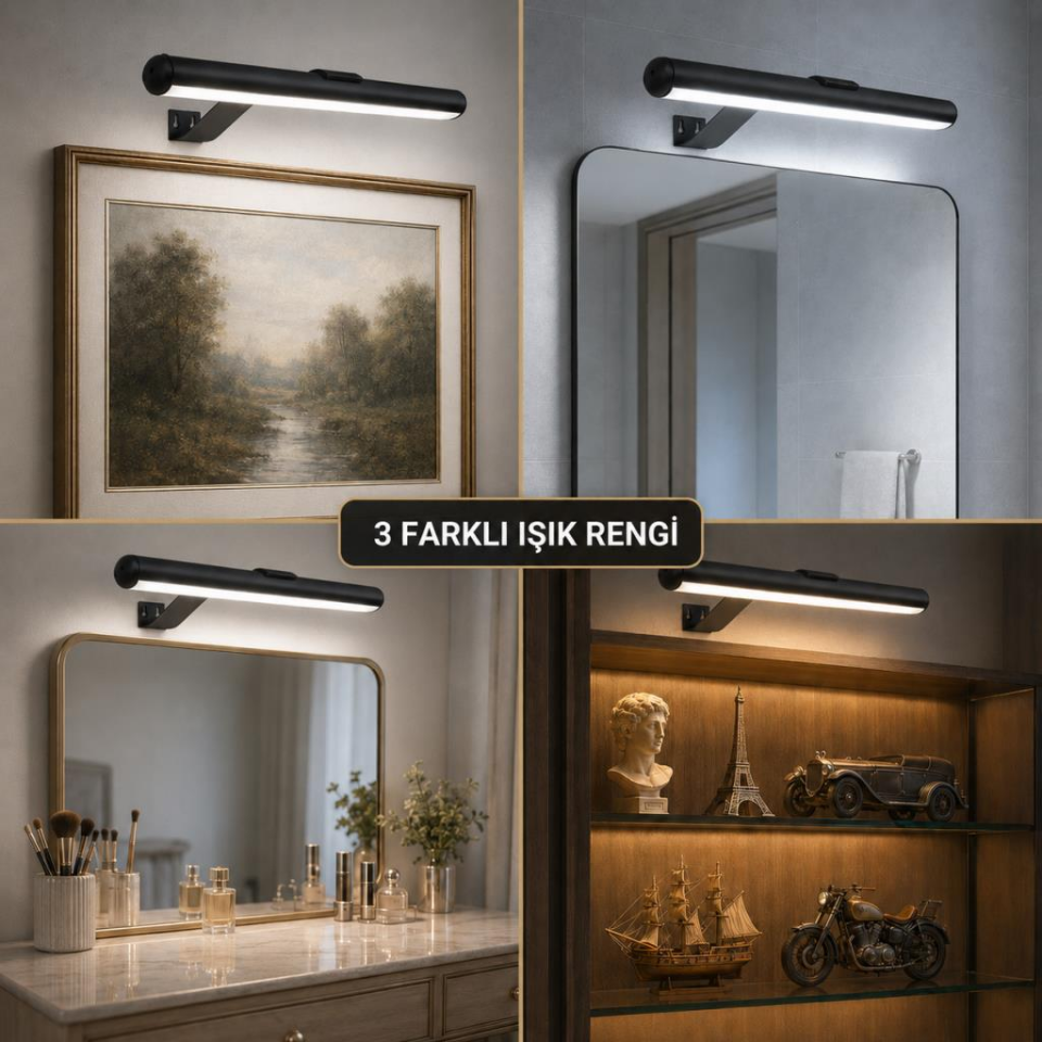 CATA CT-2465 Şahin Şarjlı LED Tablo ve Ayna Apliği – Kumandalı, Dokunmatik, Manyetik, 3 Renkli ve Dimlenebilir Modern Duvar Aydınlatması