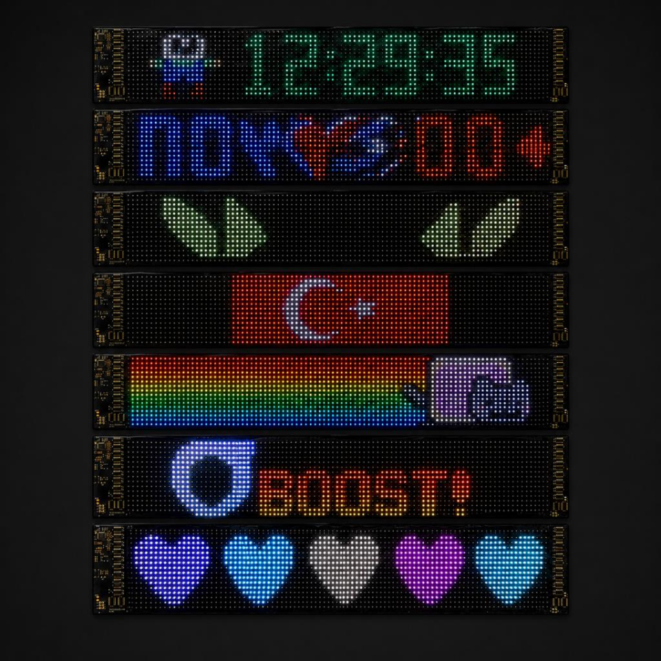 CATA CT-4568 Akıllı RGB LED Matrix Panel 59 cm – Bluetooth Uygulama ve Kumanda Kontrollü, Yazı ve Emoji Göstergesi