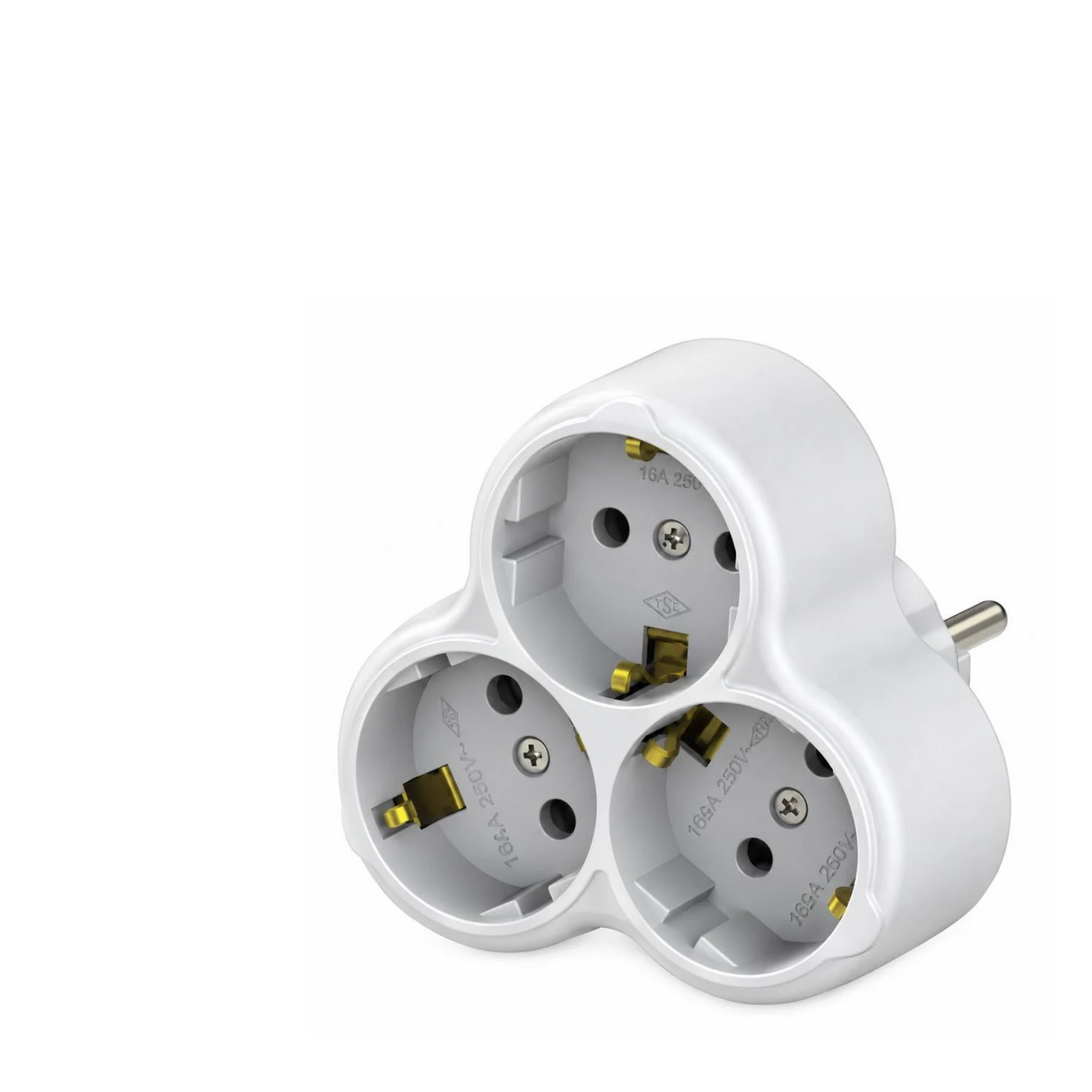 NE-AD 1003 Üçlü Topraklı Fiş Priz Çoğaltıcı 16A 250V Beyaz