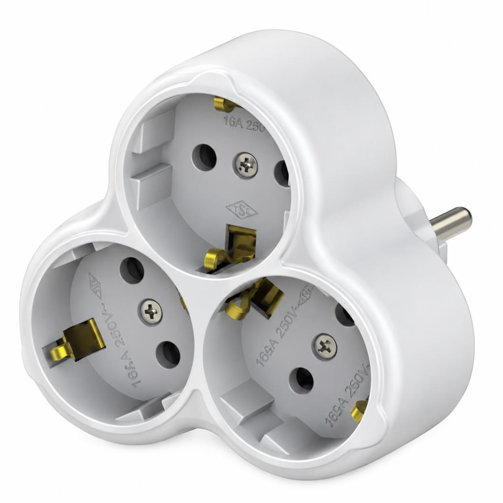 NE-AD 1003 Üçlü Topraklı Fiş Priz Çoğaltıcı Golyat 16A 250V – 3’lü Priz Adaptörü