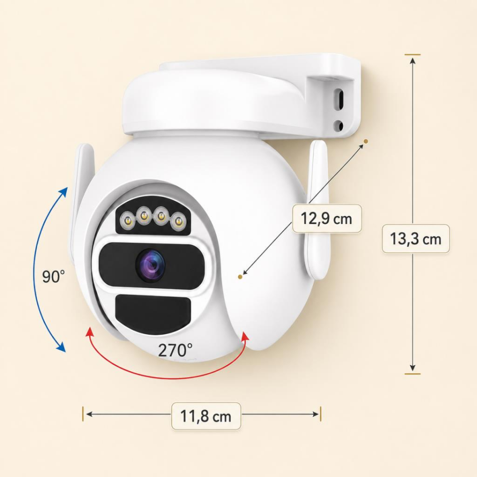 CATA CT-4051 Akıllı Dış Mekân Güvenlik Kamerası – Full HD 1080P, Wi-Fi, Gece Görüşü, Hareket Takibi, Çift Yönlü Ses, 360° Dönebilen, IP65