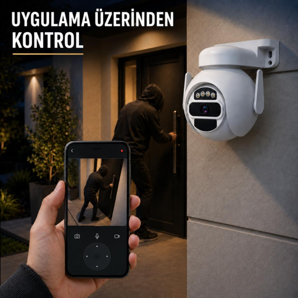 CATA CT-4051 Akıllı Dış Mekân Güvenlik Kamerası – Full HD 1080P, Wi-Fi, Gece Görüşü, Hareket Takibi, Çift Yönlü Ses, 360° Dönebilen, IP65