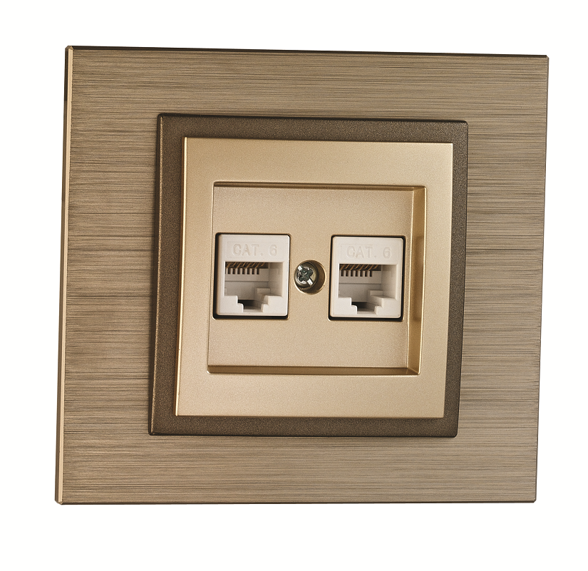 Mono Style Aluminium Bronz İkili Data Prizi Çerçeve Dahil