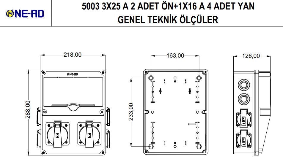 Ne-Ad Kombinasyon Kutusu 2 Adet 3x25 Priz-4 Adet 1x16 Priz