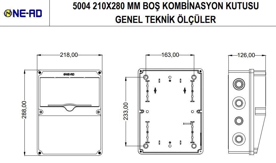 Ne-Ad Boş Kombinasyon Kutusu Büyük | 242x322 mm ABS Plastik Elektrik Montaj Kutusu | Darbeye Dayanıklı Yerli Üretim Kutu - 5004