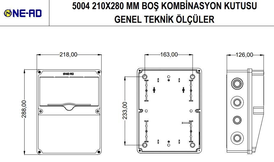 Ne-Ad Boş Kombinasyon Kutusu Büyük | 242x322 mm ABS Plastik Elektrik Montaj Kutusu | Darbeye Dayanıklı Yerli Üretim Kutu - 5004