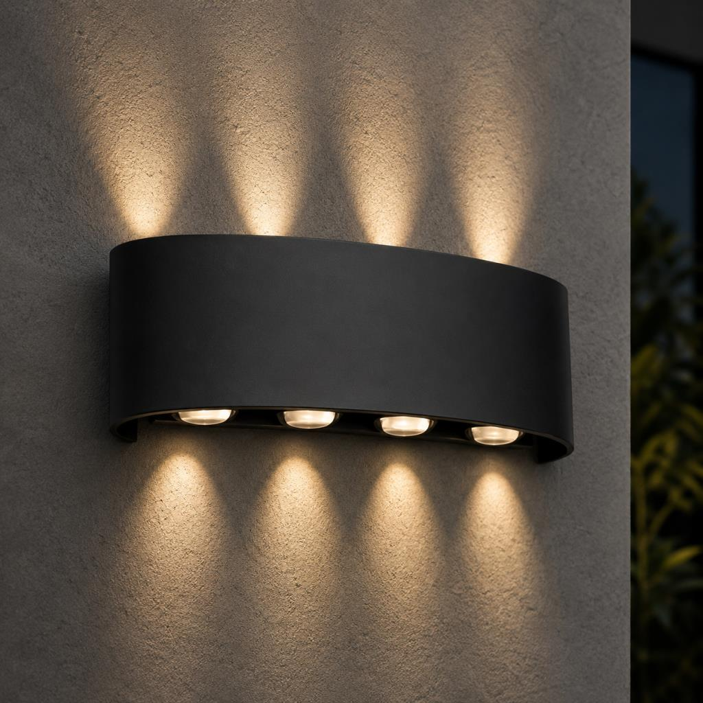 Cata CT-8013 Kapri LED Duvar Apliği 15W 3200K Günışığı IP44 Siyah Kasa Yukarı-Aşağı Aydınlatma