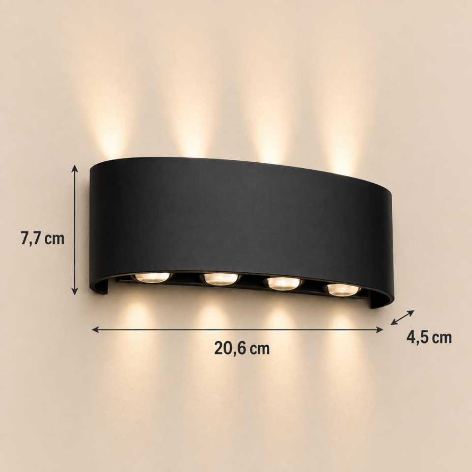 Cata CT-8013 Kapri LED Duvar Apliği 15W 3200K Günışığı IP44 Siyah Kasa Yukarı-Aşağı Aydınlatma