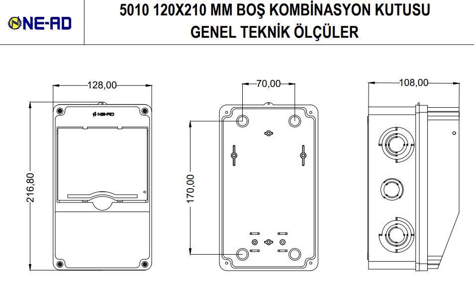 Ne-Ad Küçük Boş Kombinasyon Kutusu 23.8x15.6 cm | ABS Plastik | Priz ve Anahtar Montajına Uygun | Yerli Üretim | Ürün Kodu: 5010