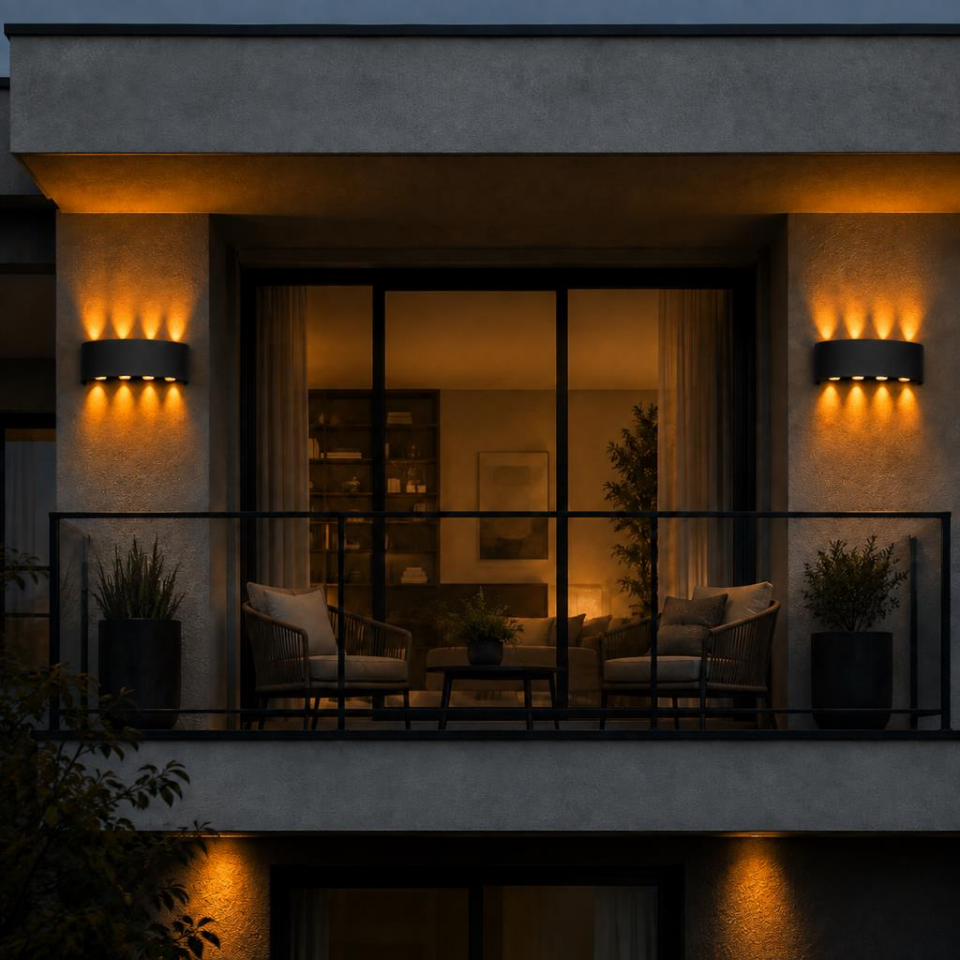 Cata CT-8013 Kapri LED Duvar Apliği 15W Amber Işık IP44 Siyah Kasa Yukarı-Aşağı Aydınlatma