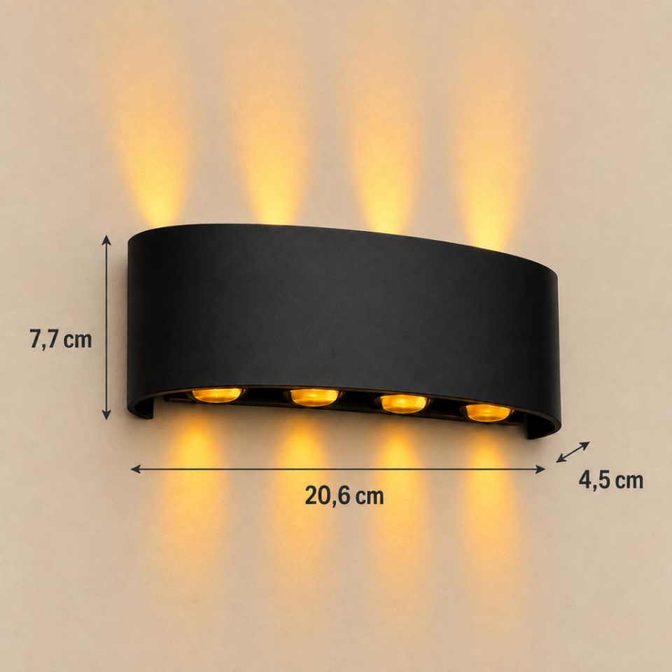 Cata CT-8013 Kapri LED Duvar Apliği 15W Amber Işık IP44 Siyah Kasa Yukarı-Aşağı Aydınlatma