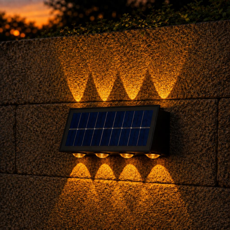 Cata CT-8010 20W Solar LED Duvar Apliği Amber Işık IP65 Çift Yönlü Dış Mekân Aydınlatma