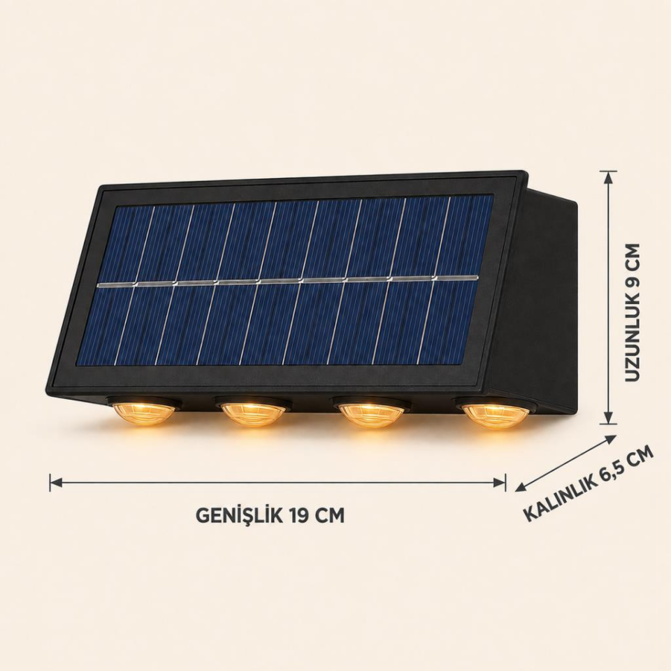 Cata CT-8010 20W Solar LED Duvar Apliği Amber Işık IP65 Çift Yönlü Dış Mekân Aydınlatma