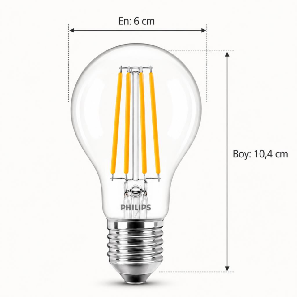 Philips 10,5W E27 LED Filament Ampul 2700K Sarı Işık 1521 Lümen 100W Eşdeğer
