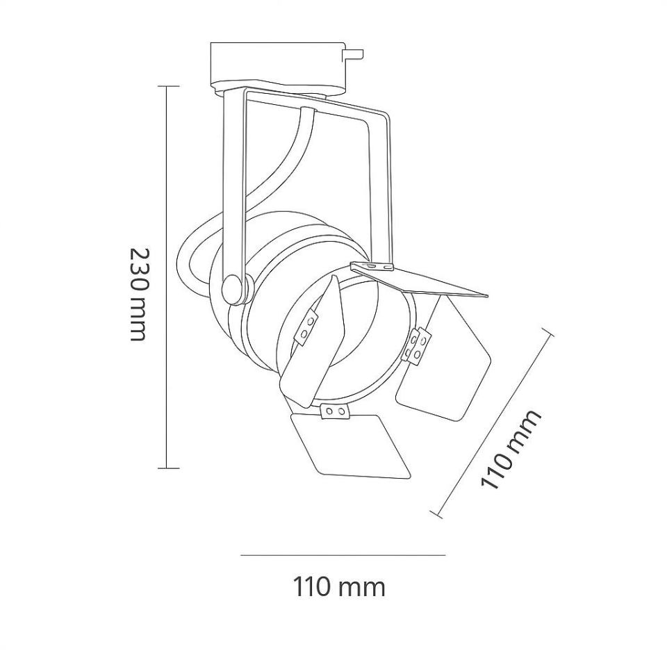 Par30 Siyah Kanatlı Ray Tipi Spot Armatür – E27 Duy, Ayarlanabilir Metal Gövde (Ampul Hariçtir)
