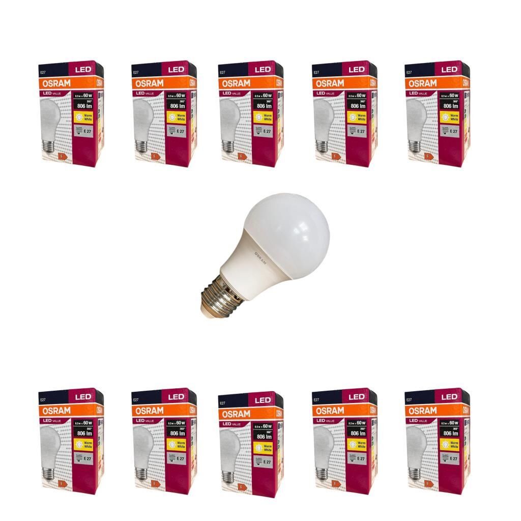 Osram Led Value 8.5 Watt Led Ampul 2700K Sarı E27 - 10 Adet
