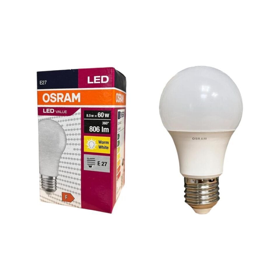 Osram Led Value 8.5 Watt Led Ampul 2700K Sarı E27 - 10 Adet