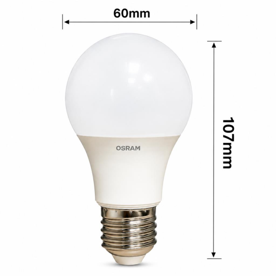 Osram LEDValue E27 LED Ampul 8.5W 2700K Sarı Işık 806 Lümen 10'lu Paket