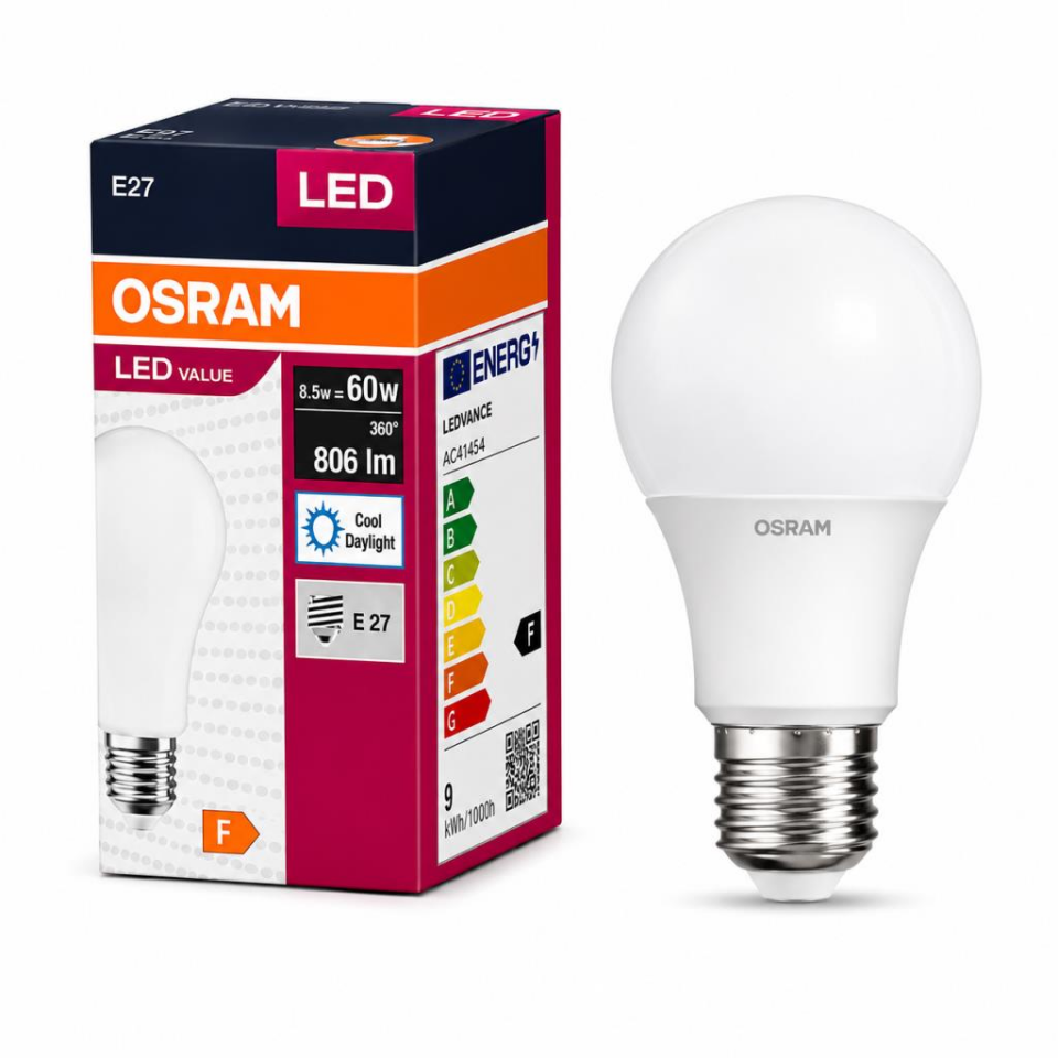 Osram LedValue 8.5 Watt Led Ampul 6500K Beyaz Işık E27
