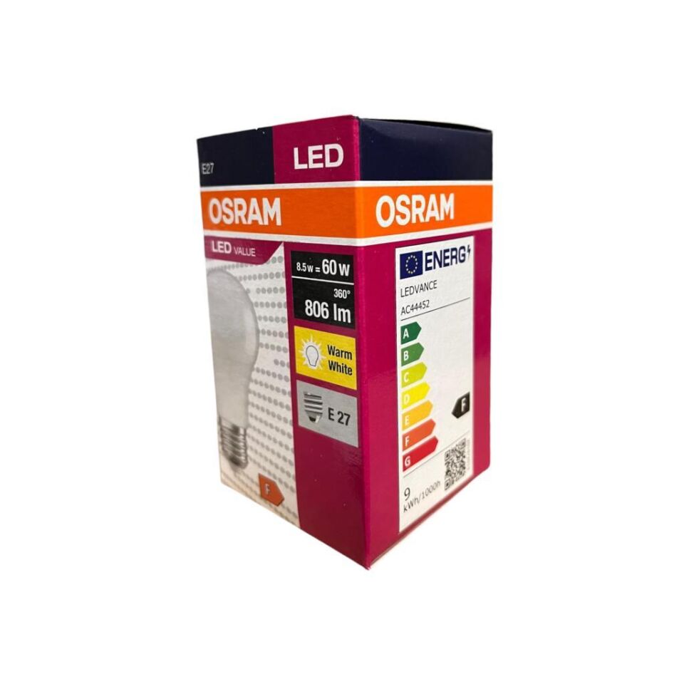 Osram LedValue 8.5 Watt Led Ampul 2700K Sarı Işık E27